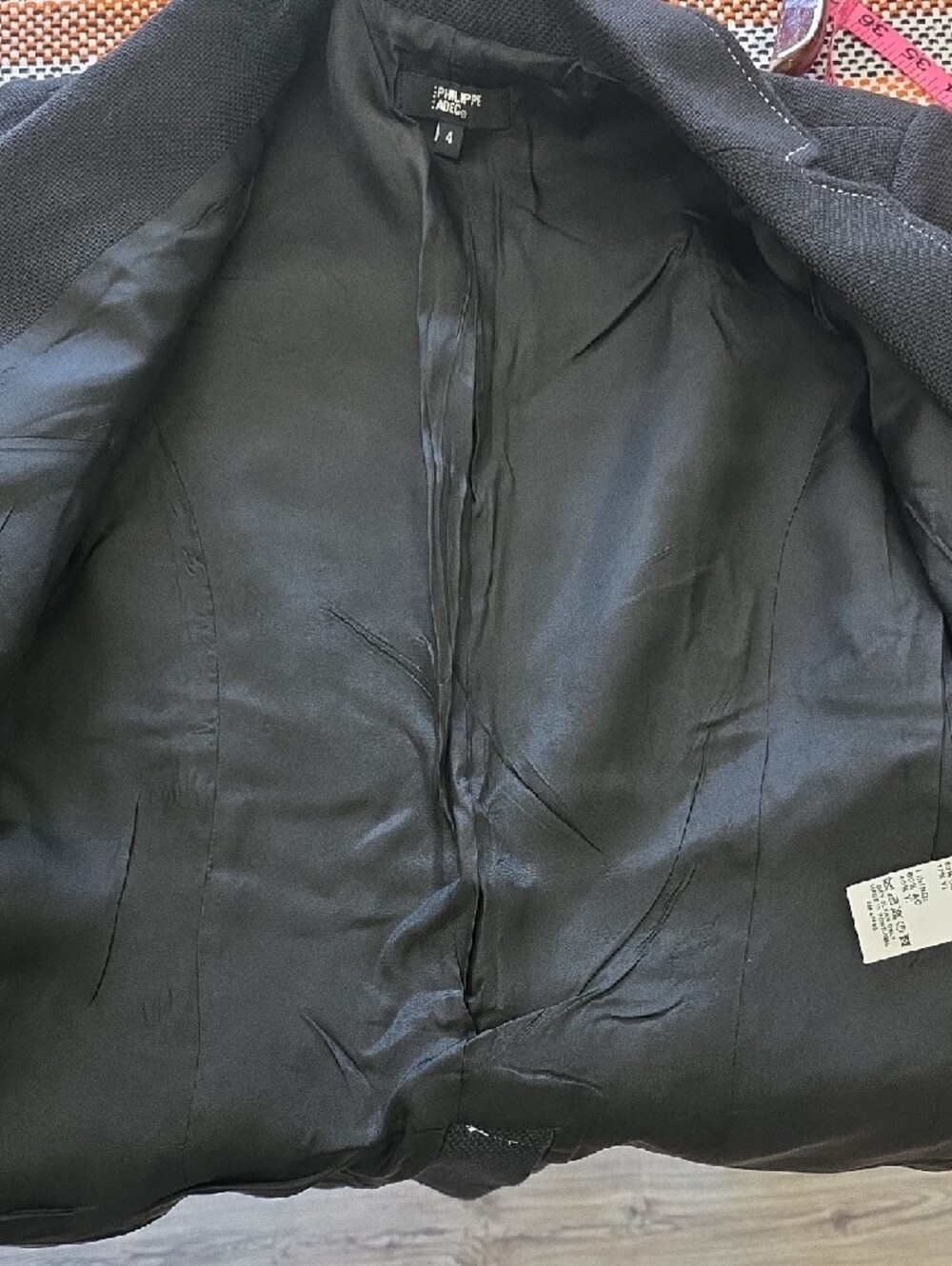 Philippe Adec Black Blazer with White Contrast Stitching - Picture 7 of 7